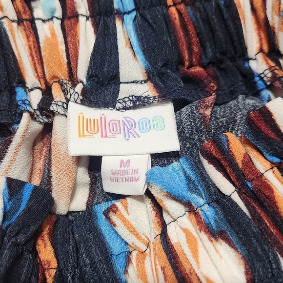 NWT LuLaRoe Sophia Ruffle Smock Skirt Blue Orange Southwest Design Size M - Picture 5 of 7
